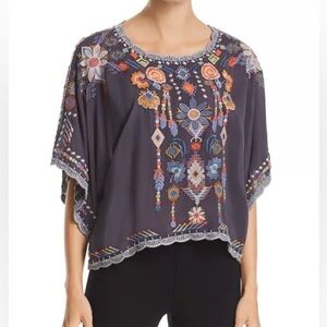 Johnny Was Caspian Embroidered Dolman-Sleeve Top XL